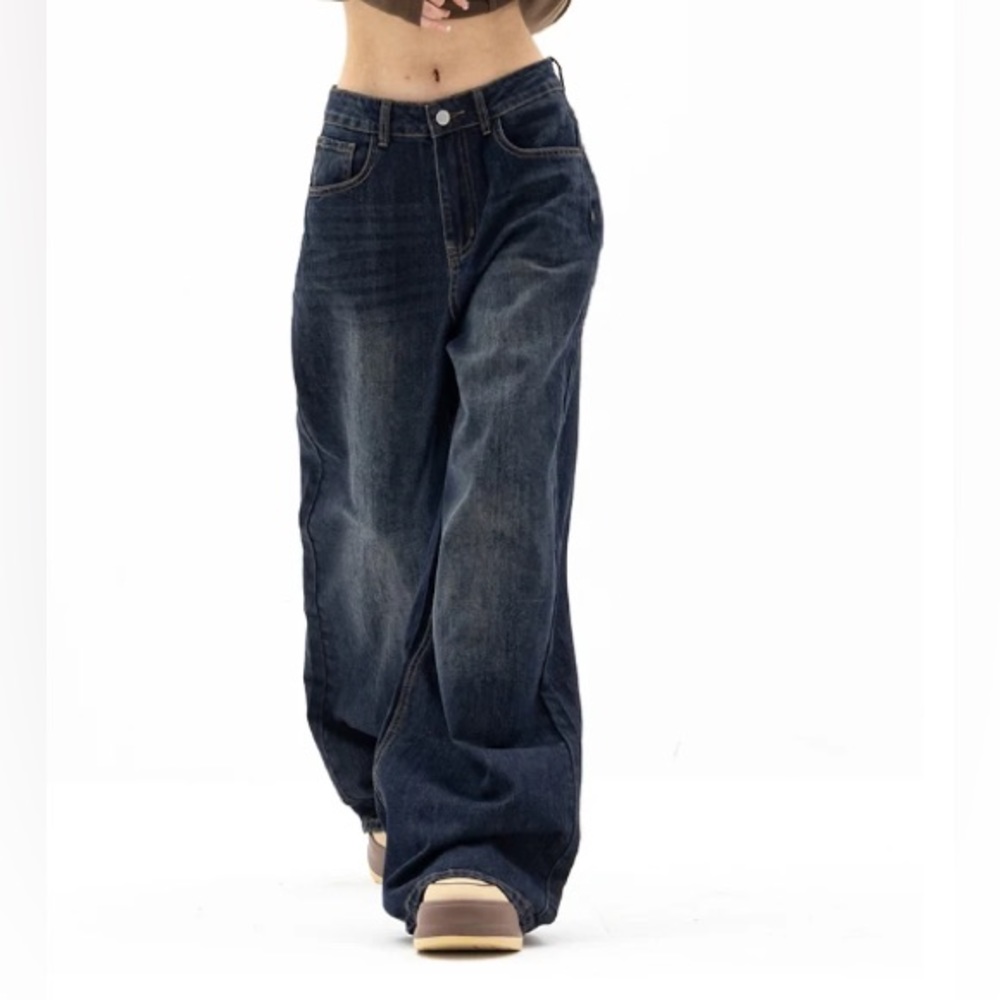 Wide leg blue Jeans - high waisted